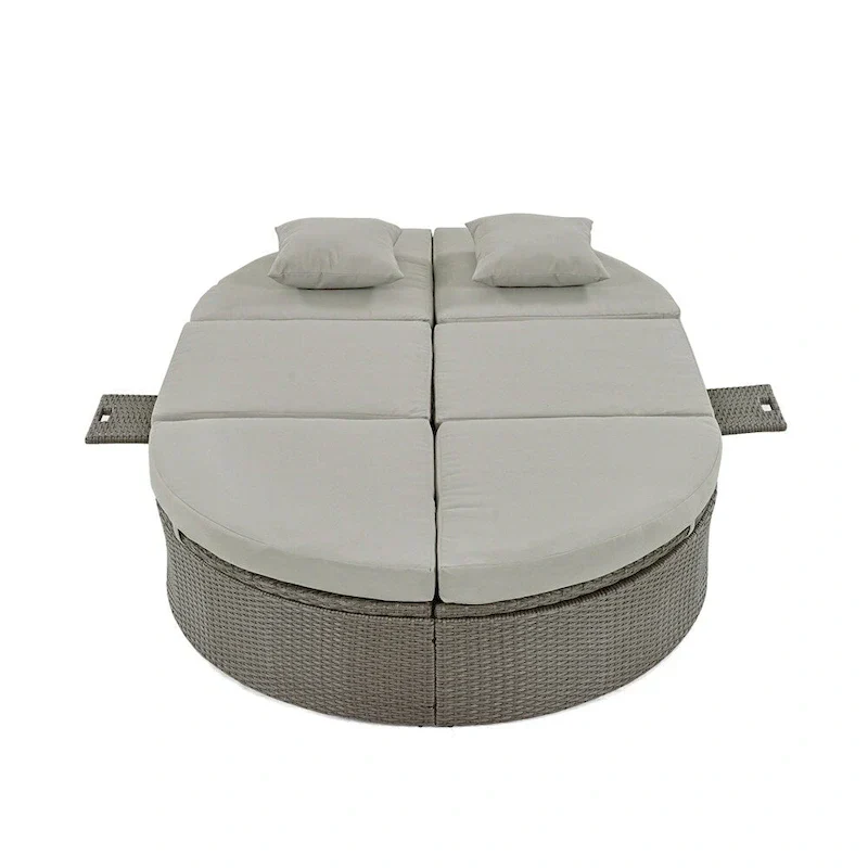 Outdoor Sun Bed Patio 2-Person Daybed with Cushions and Pillows