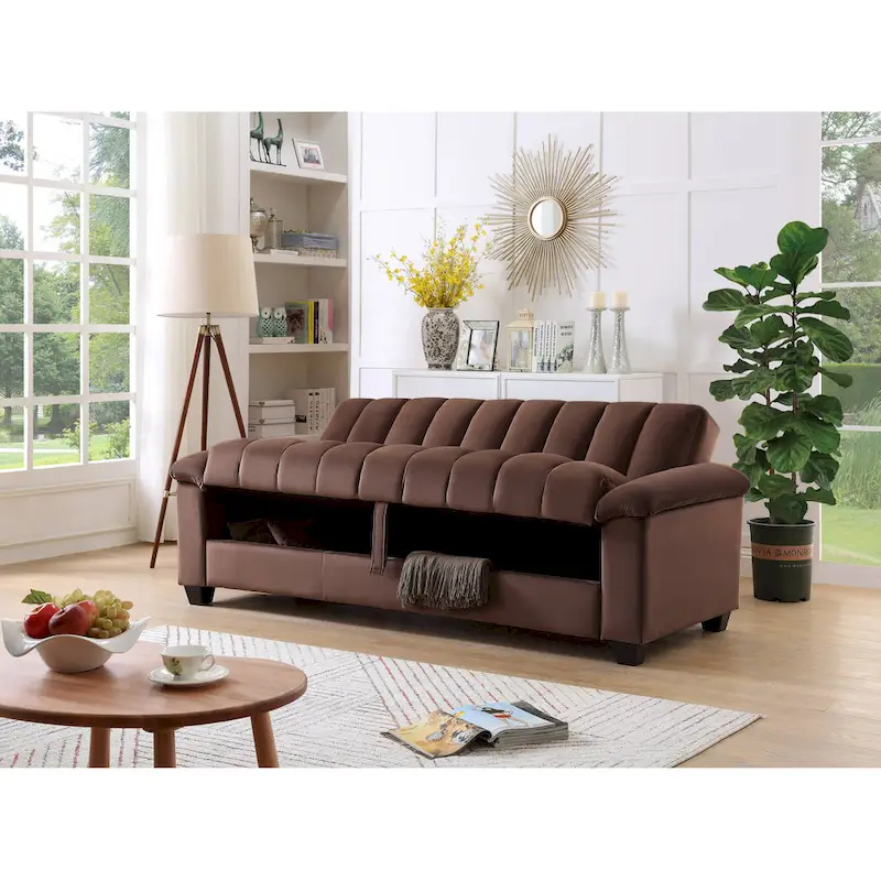 83 Comfortable Velvet Storage Sleeper Convertible Sofa Bed.