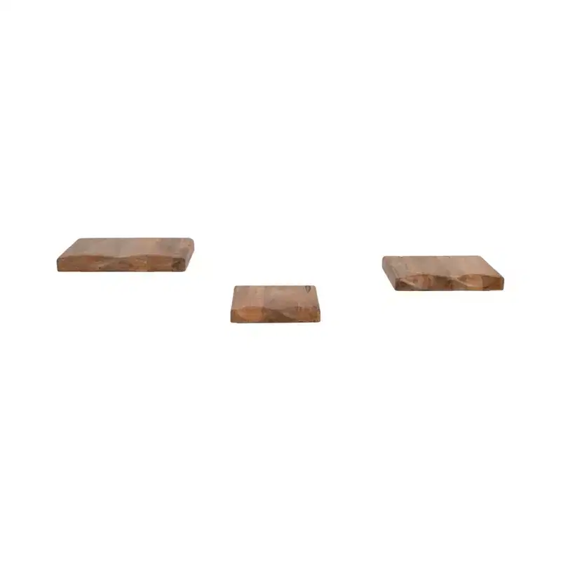 Floating Wall Shelves - Solid Mango Wood Rustic Wall Mounted Storage Shelves for Home & Office Decor - Casual Style Display for Bedroom, Living Room