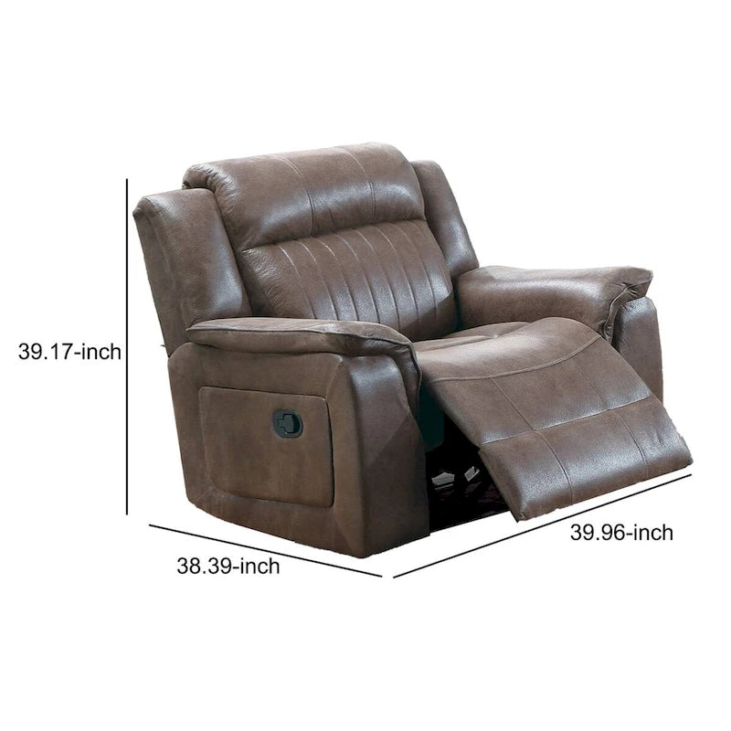 Manual Recliner Chair – Brown, Contemporary Style, Pillow Top Arms, Seats 1