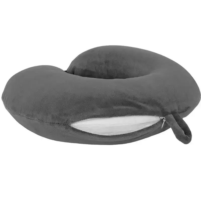 MPM U Neck Travel Pillow, U Shaped Memory Foam Pillow, Plush Fabric Headrest Pillow, Compact and Lightweight for Car, Ho