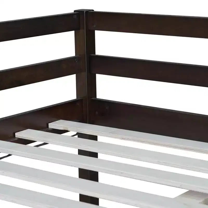 MAYEERTY Twin Bunk Bed Kid-Friendly Safety Rail Solid Pine Wood