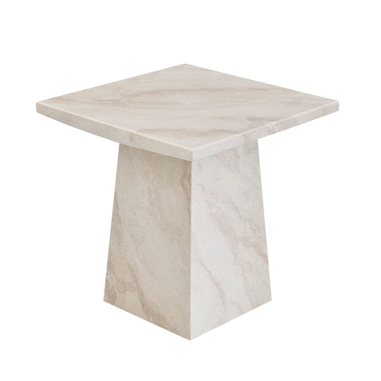 Taupe & Cream Marble Side Table