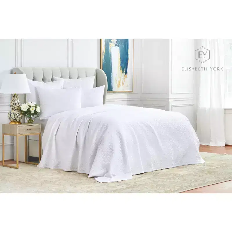 EY Essentials Vance Dove King Matelasse Geometric Chevron Pattern King Bedspread