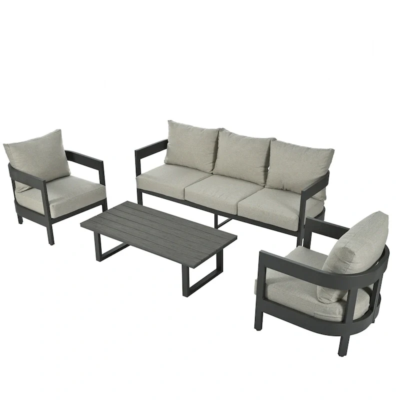 4-Piece Outdoor Seating Set with Thick Cushions