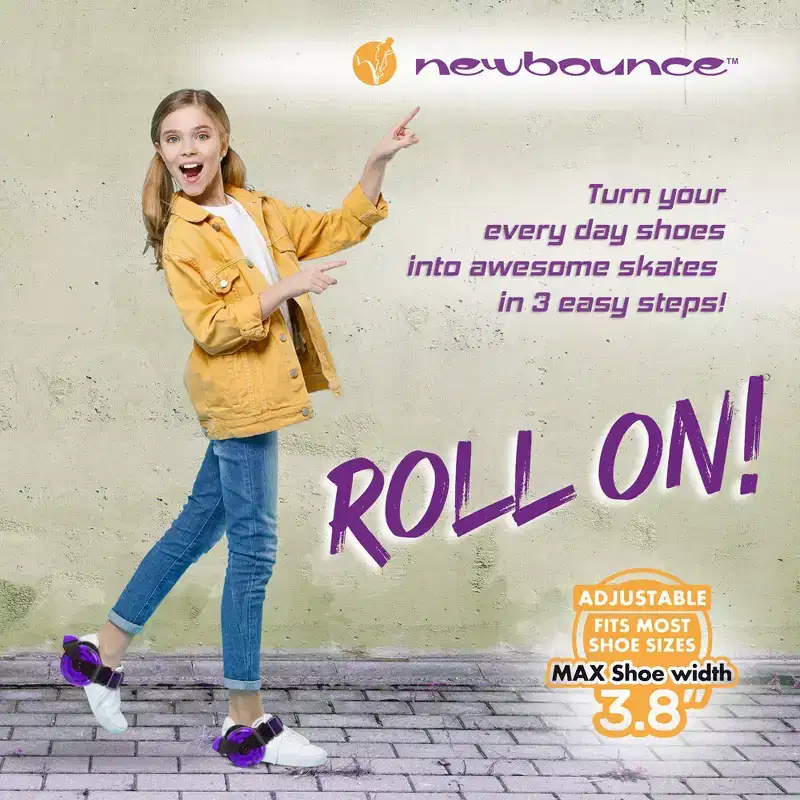 New Bounce Heel Wheel Skates - Jet Wheelies for Shoes - Adjustable One Size