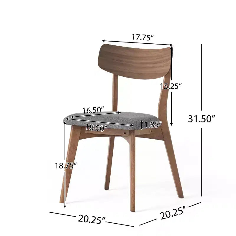 Set of 2 Mid-Century Modern Dining Chairs with Cushioned Seats