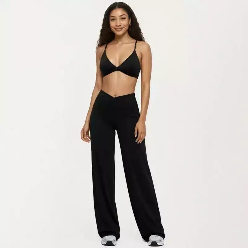 Anna-Kaci Active Women's High Waist Crossover Wide Leg Yoga Pants Stretch Athletic Lounge Workout Pants for Training Fitness