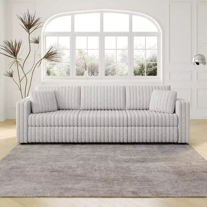 Modern Pull-out Foldable Sofa Bed 54.33 Convertible Loveseat Sleeper Couch Futon with 3 Lengths & Adjustable Backrest for Living Room