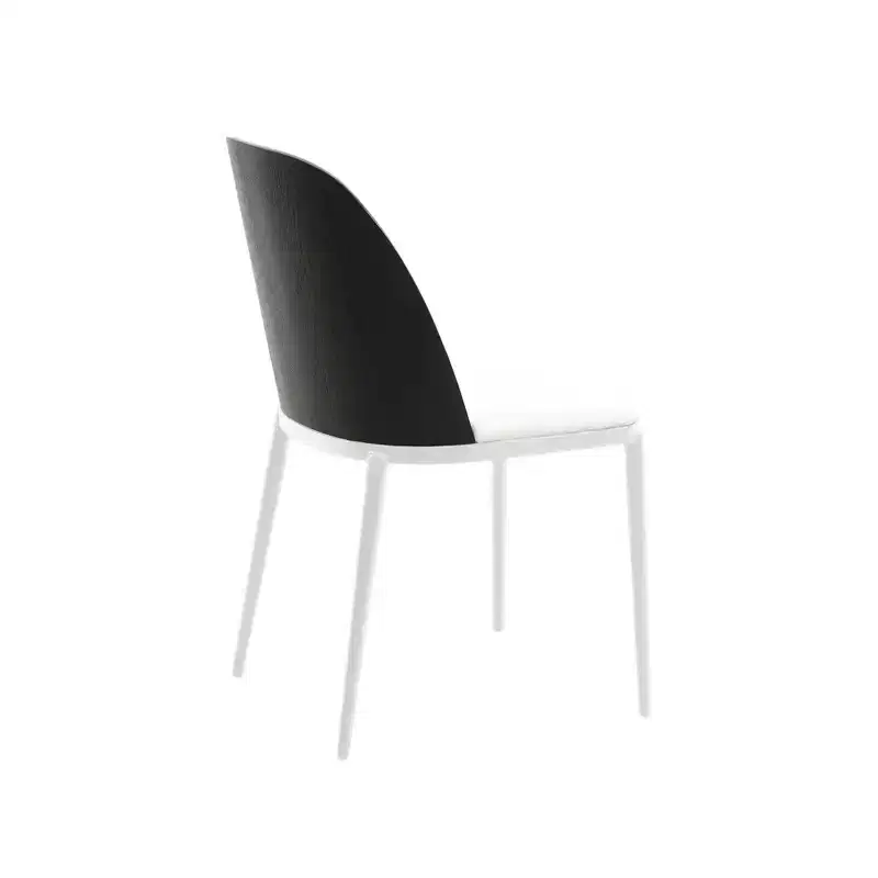 LeisureMod Tule Modern Dining Chair Set of 4 with PU Leather, Velvet, or Suede Seat and White Steel Frame  Kitchen, Dining Room, Home, Cafe, Seating