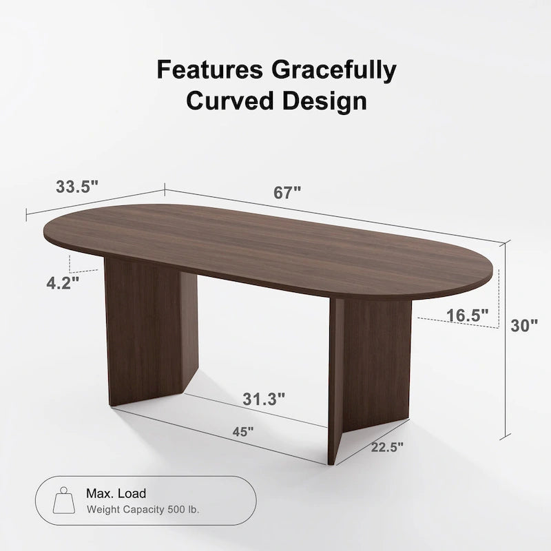 Nordic Style Solid Wood Oval Dining Table, Seats 6