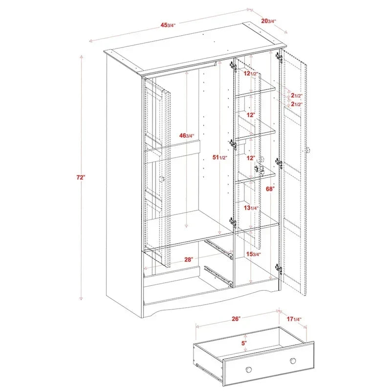 3-Door Wardrobe Armoire - White/Mocha/Java - Solid Wood
