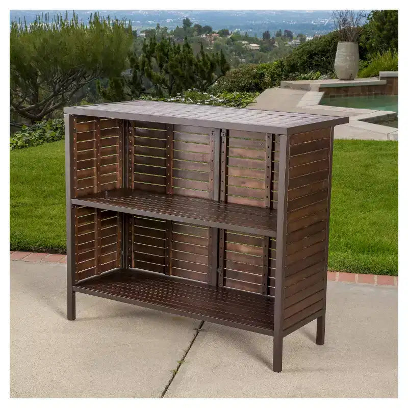 Milos 3pc Acacia Bar Set - Dark Brown - Christopher Knight Home: Weather-Resistant, Galvanized Steel Hardware