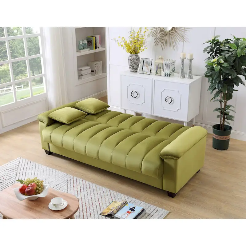83 Comfortable Velvet Storage Sleeper Convertible Sofa Bed.