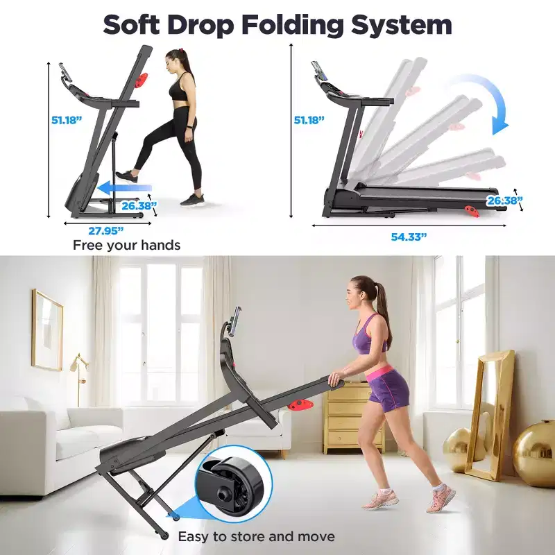 3-in-1 Electric Foldable Treadmill with 9% Incline, Foldable Treadmills for Home/Office, 3 HP Quiet Walking Running Jogging Fitness Machine