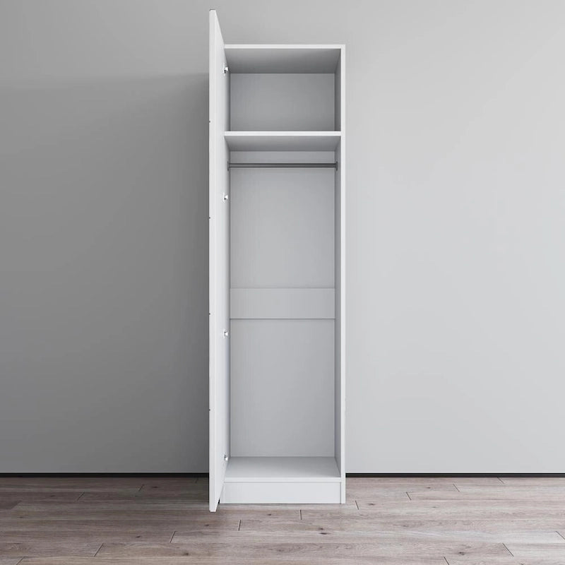 Wardrobe Armoire – Black / Grey / White, Glass Front, Matte Body, Contemporary Style