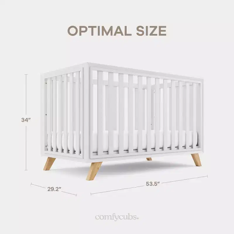 Comfy Cubs Baby Crib for 0 to 3 Years - Adjustable Mattress Height - 80 lbs Capacity Nursery Bed