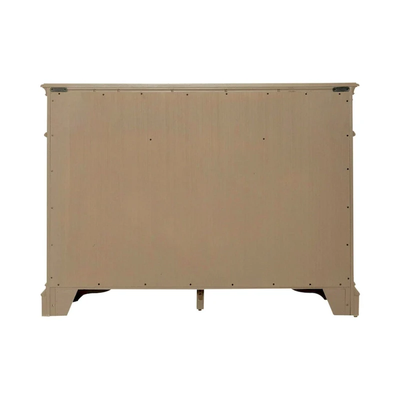 Wood Buffet Cabinet with Mirrored Doors and Drawer Storage