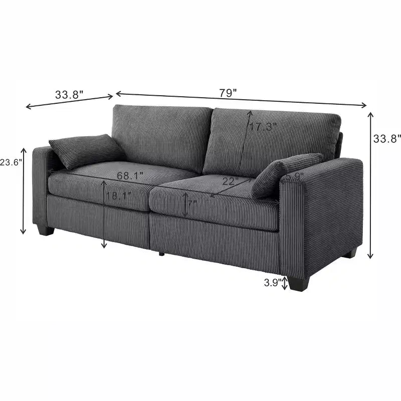 Modern Fabric Upholstered Loveseat with Removable Covers