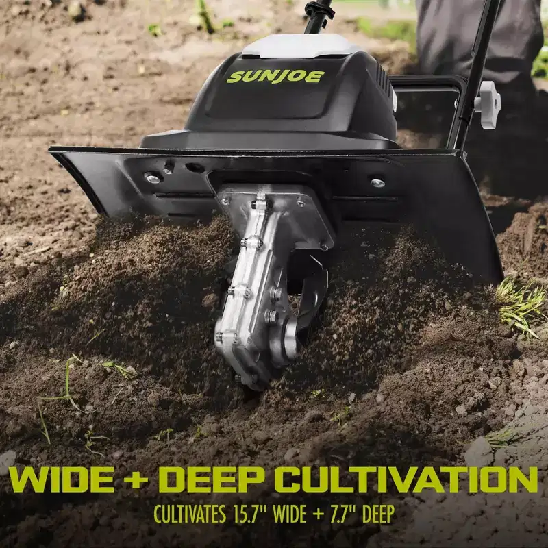 Sun Joe Electric Garden Tiller Cultivator, Steel Tines, 15 Amp, 15.7, TJ605E