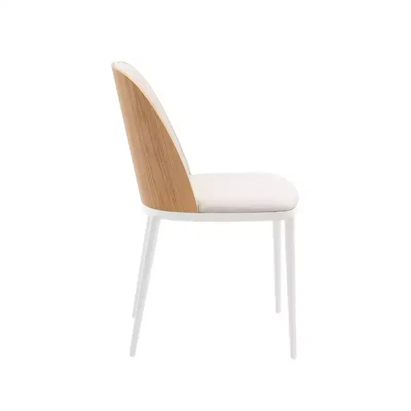 LeisureMod Tule Modern Dining Chair Set of 4 with PU Leather, Velvet, or Suede Seat and White Steel Frame  Kitchen, Dining Room, Home, Cafe, Seating