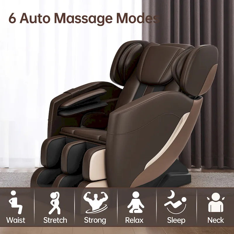 Full Body Massage Chair with Zero Gravity, Bluetooth Speaker & Foot Roller