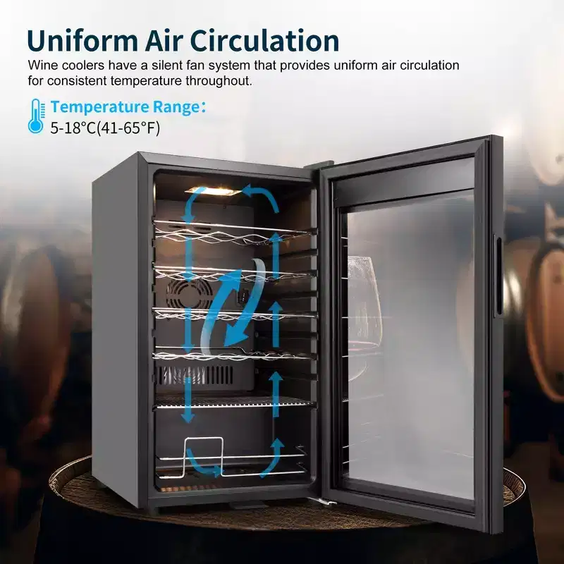 Hooure 17in 24-Bottle Wine Cellar - Compressor Cooling with LED Touch Control & Low-E Glass Door in Black