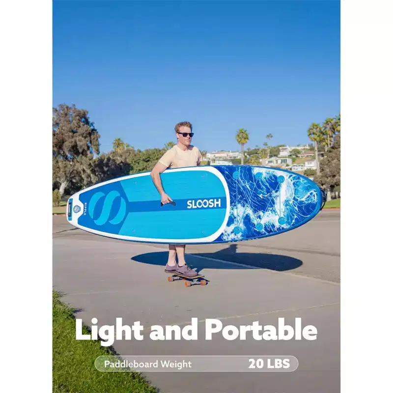SLOOSH 126'' Ripple Inflatable Stand Up Paddle Board SUP with Premium Accessories, Non-Slip EVA Deck, Bag Included for Youth & Adults Water Adventure