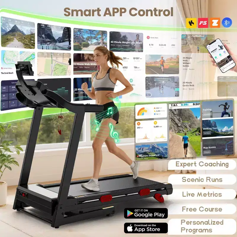 4 in-1 Folding Treadmill with 3.75HP Motor, 10% Manual Incline, Smart App Control, 320 lbs Capacity, Home Fitness Running Machine