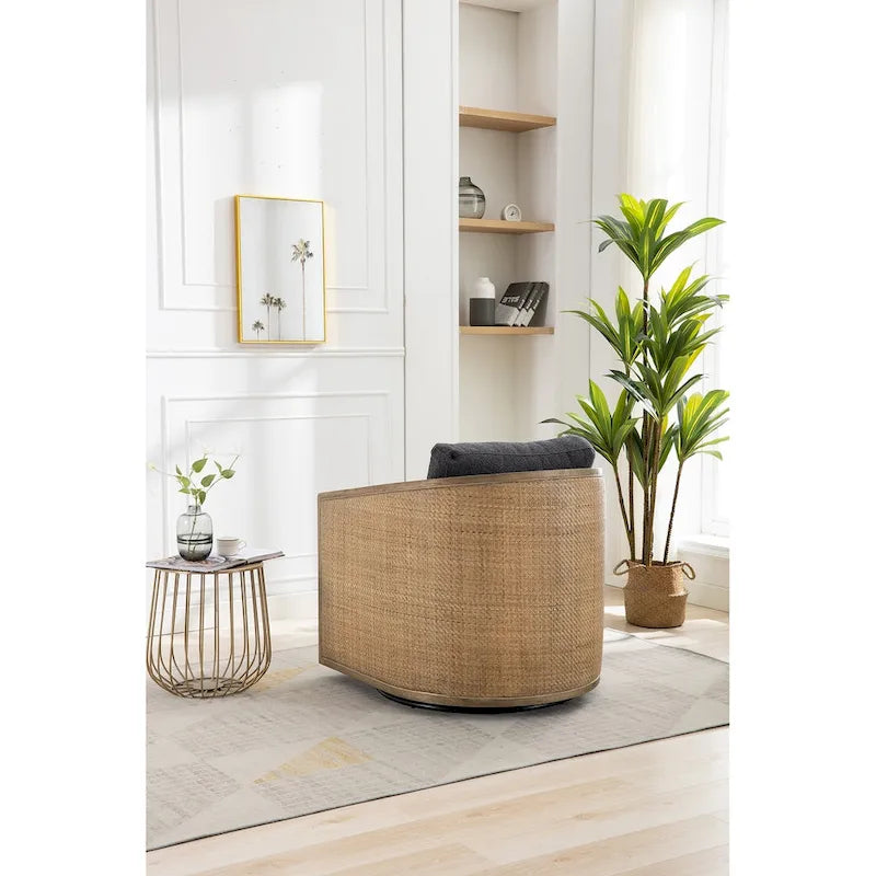 Swivel Barrel Chair, Comfy Round Accent Sofa Chair for Living Room, 360 Degree Swivel Barrel Club Chair, Leisure Arm Chair