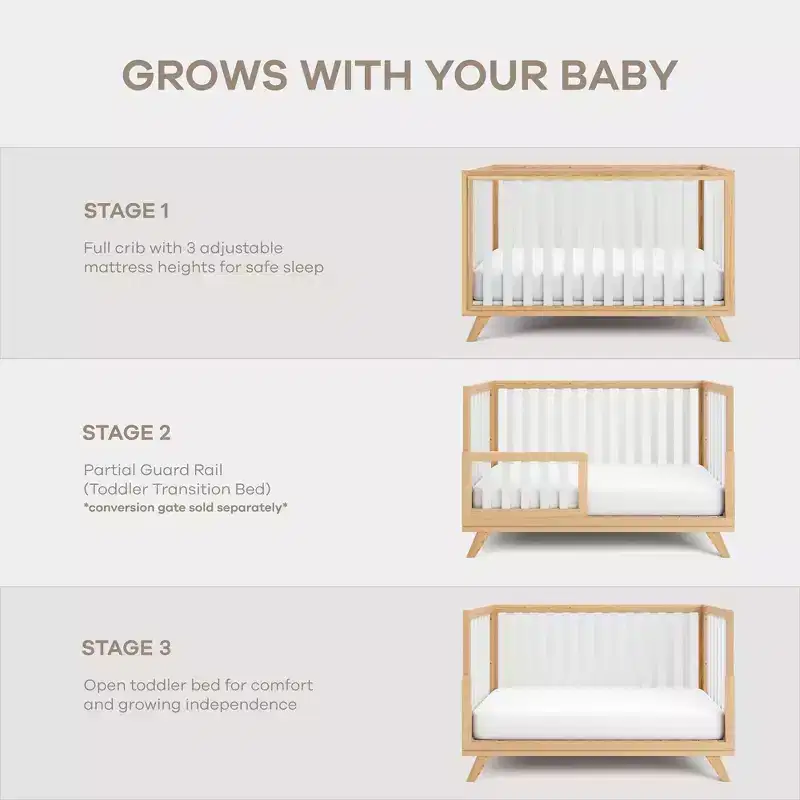Comfy Cubs Baby Crib for 0 to 3 Years - Adjustable Mattress Height - 80 lbs Capacity Nursery Bed
