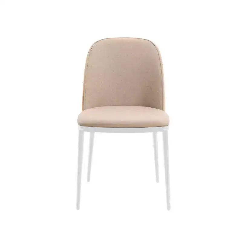 LeisureMod Tule Modern Dining Chair Set of 4 with PU Leather, Velvet, or Suede Seat and White Steel Frame  Kitchen, Dining Room, Home, Cafe, Seating