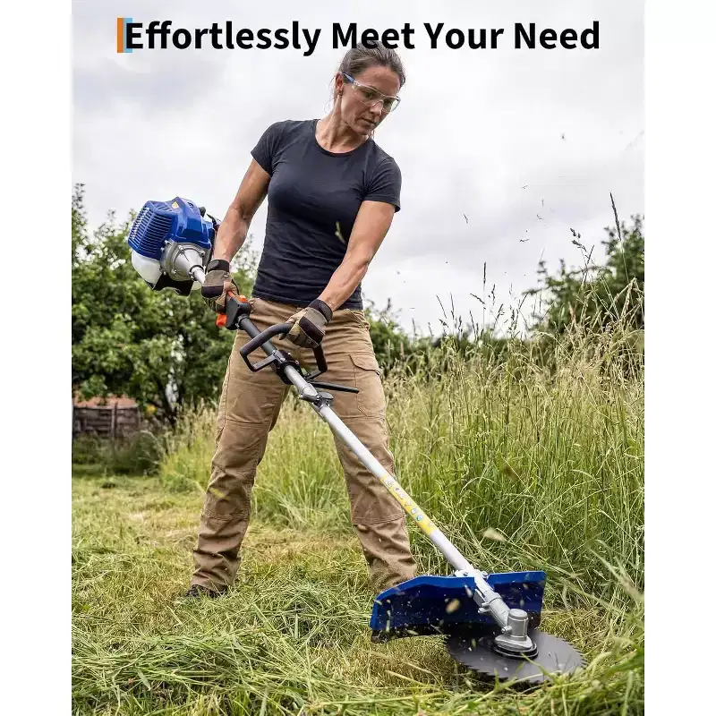 52cc Gas Powered 3-in-1 Weed Wacker / String Trimmer, Grass Cutter & Brush Cutter, with Handle & Shoulder Strap for Lawn Care & Garden, Orange