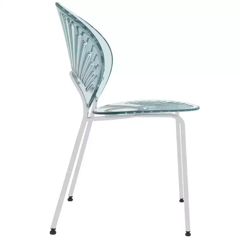 LeisureMod Opulent Modern Acrylic Dining Chair  Transparent Seat with Chrome Metal Legs, Stylish Durable Accent Chair for Kitchen, Dining Room, Cafe