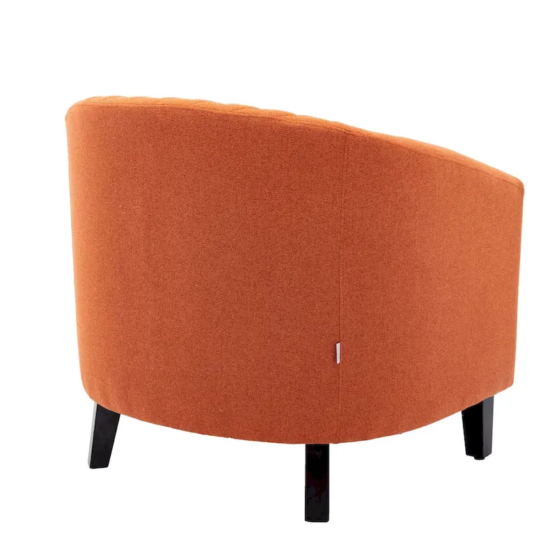 Accent Barrel chair living room chair with nailheads and solid wood legs