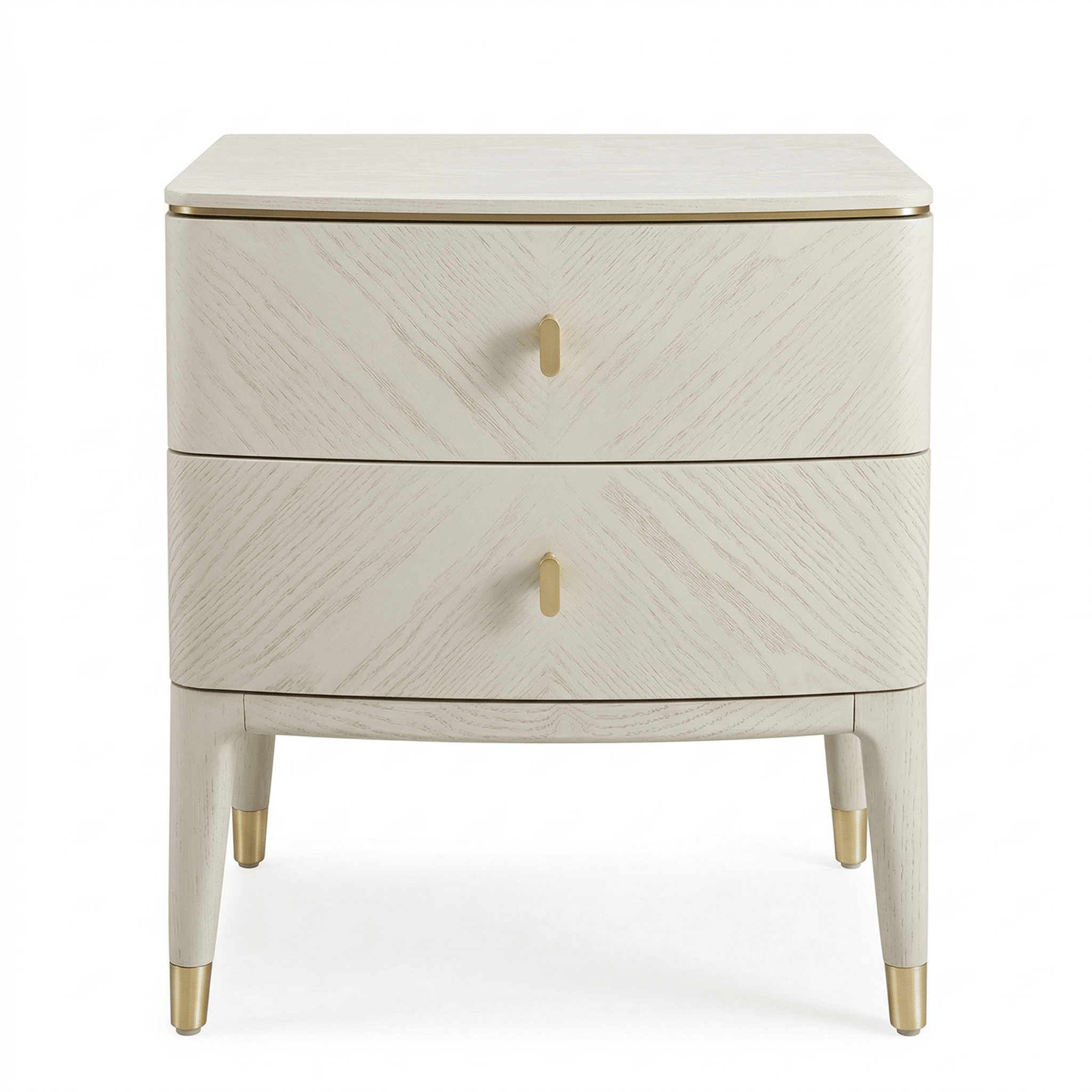 Ivory & Gold 2 Drawer Bedside Table
