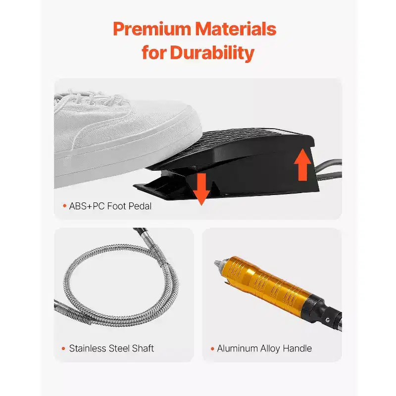 VEVOR Flex Shaft Grinder,1000W 30,000RPM Electric Flex Shaft Rotary Tool Carver,Multi-functional Hanging Grinding Machine with 31PCS Accessories,Gray