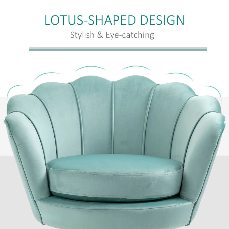 HOMCOM Elegant Velvet Fabric Accent Chair/Leisure Club Chair with Gold Metal Legs for Living Room - 29.5 x 24.75 x 28.75