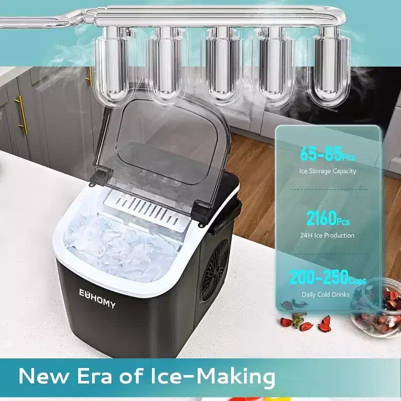 EUHOMY 26 Lbs. Countertop Bullet Ice Maker, Black