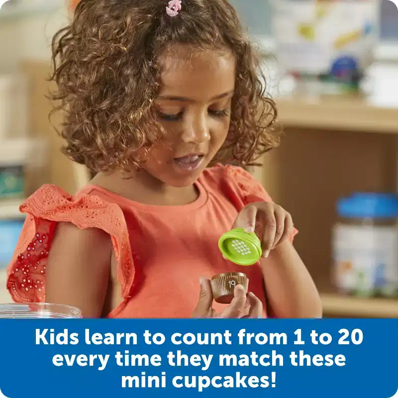 Learning Resources Mini Counting Cupcakes: Educational Toy for Math Learning, Plastic, 20-Piece Set for Toddlers