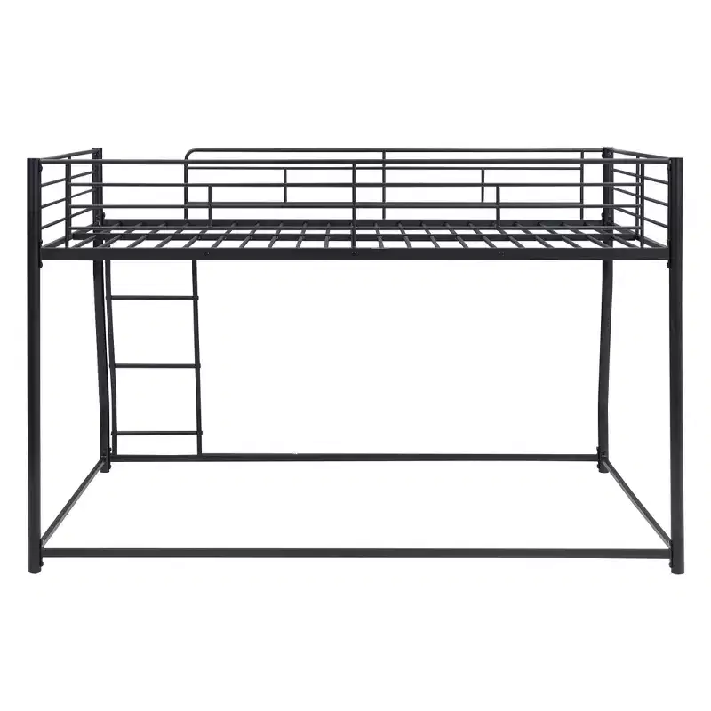 Twin XL over Queen Metal Bunk Bed with Ladder and Safety Guardrail