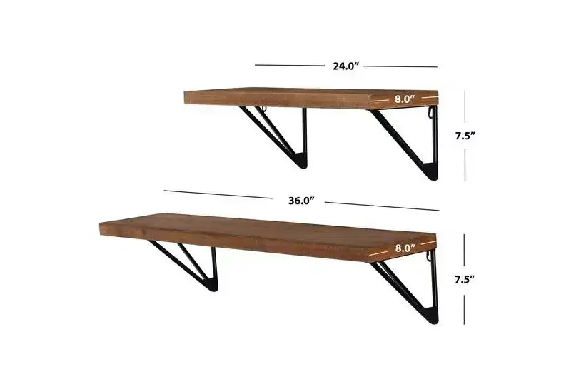Banria 36 & 24 Metal/Wood Wall Shelves - WDC5000 - Brown/Black - Safavieh