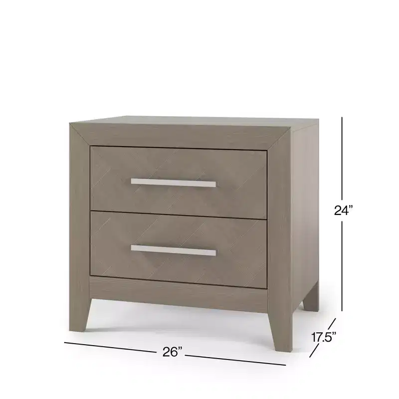 Child Craft Kieran 2 Drawer Nightstand for Nursery or Bedroom, Large Storage Drawers, Made of Sturdy Pinewood, Non-Toxic, Baby Safe Finish