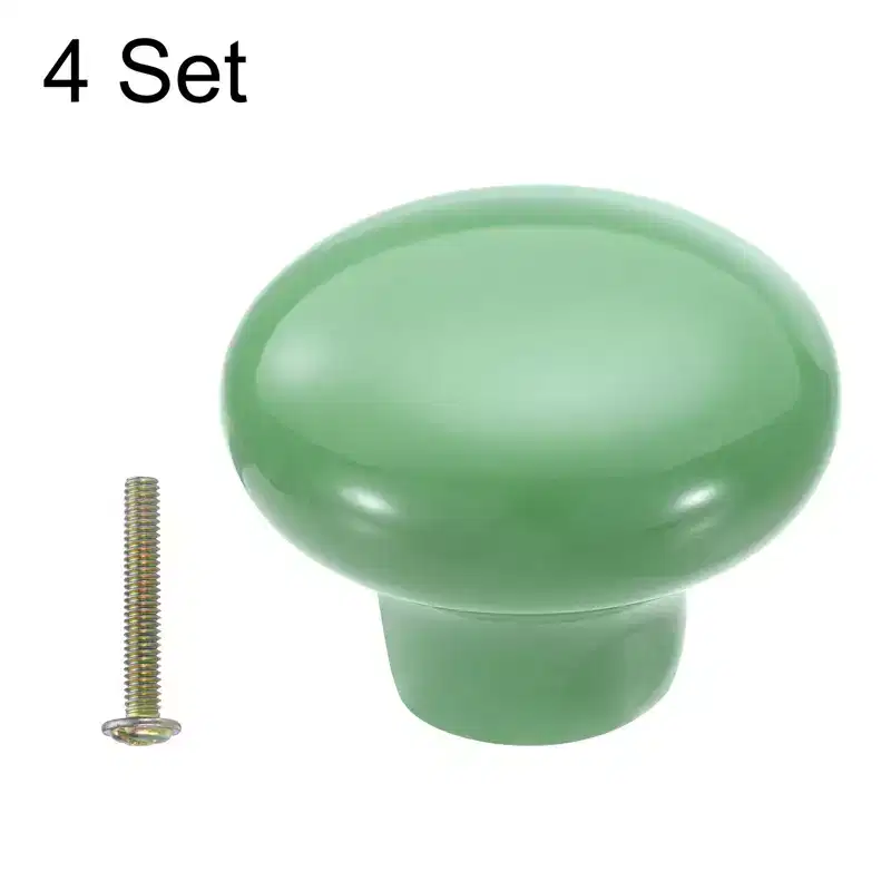 Unique Bargains Round Ceramic Drawer Knobs with Screw for Cupboard Wardrobe 4 Pcs