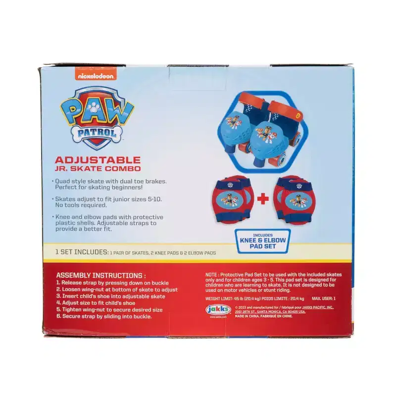 PAW Patrol Jr.Roller Kids' Roller Skate with Pad Set