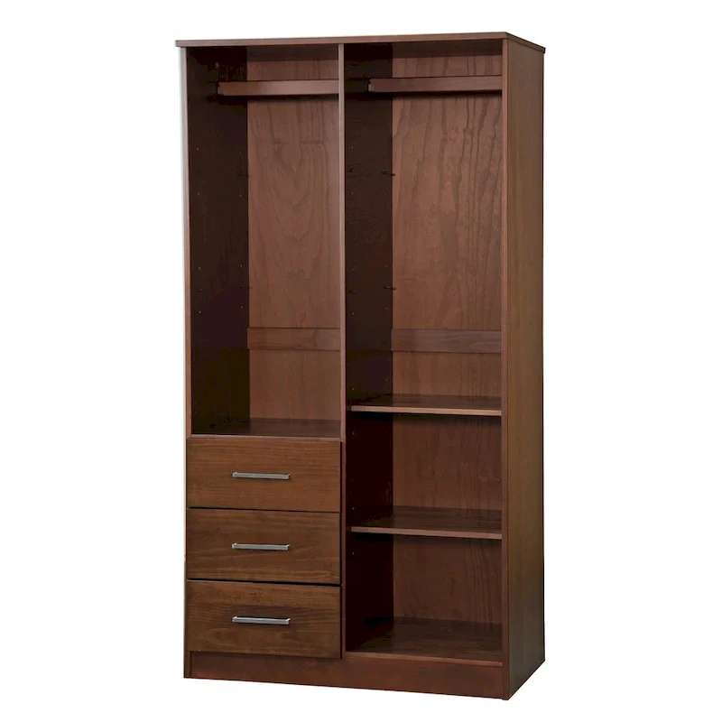 100% Solid Wood Metro Wardrobe Armoire – Solid Wood or Mirrored Doors, Multiple Finishes