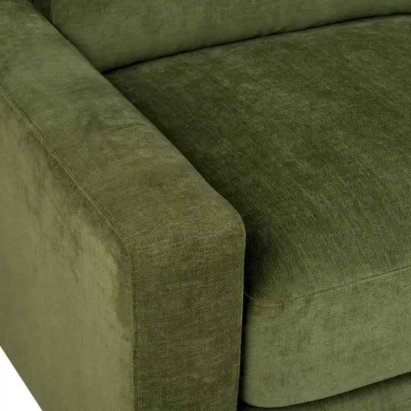 99-Inch Mid-Century Sofa – Distressed Green Velvet, Low-Profile, Sinuous Spring, Seats 3