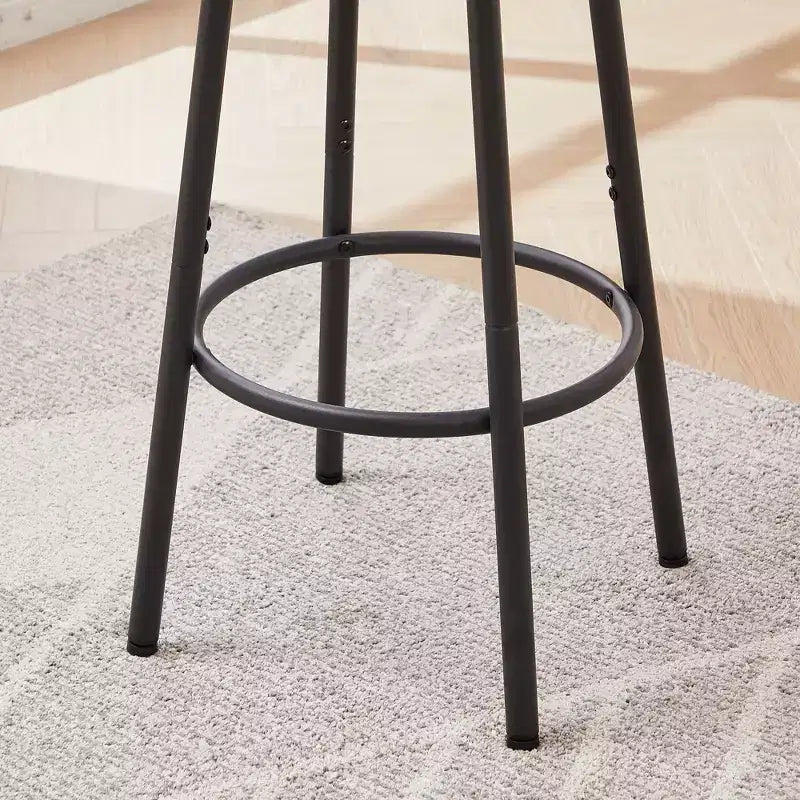 Round Bar Stool Set with Shelves, Rustic Backrest Stools for Home Bar and Kitchen