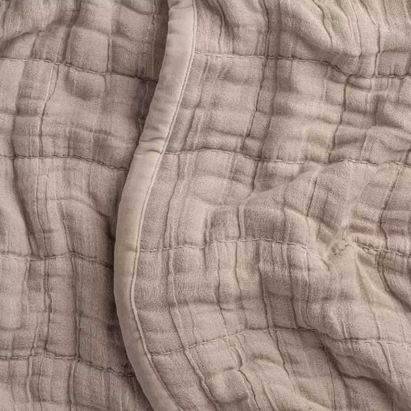 Gray Quilted Bedspread, Soft Textured Cotton Coverlet
