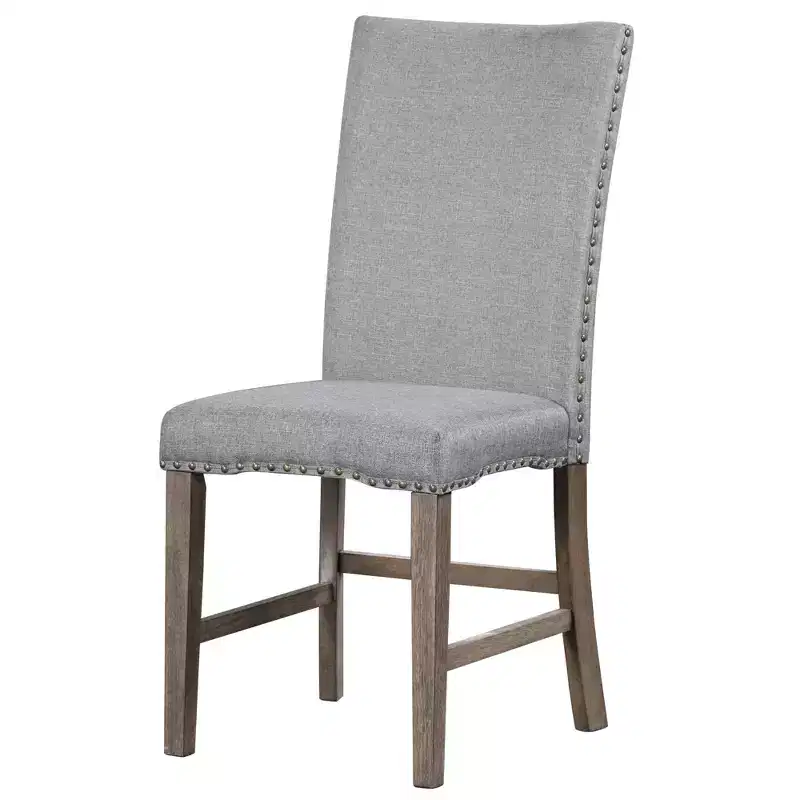 7 PCS Extendable Dining Set for 6, Dining Table Set with 6 Upholstered Dining Chairs, Mid-Century Style, Golden Brown+Gray-ModernLuxe